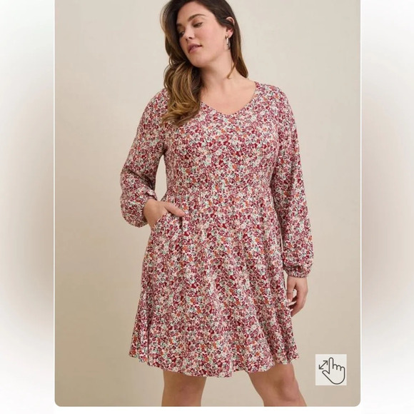 Torrid Floral Rayon Skater Dress size 12 - Picture 3 of 10